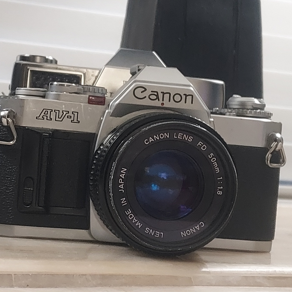 Canon AV-1 Black and Silver 35mm Film Camera